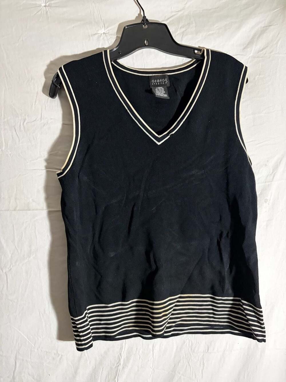 George Stretch Women's Sleeveless V-Neck Sweater Vest Black Soot